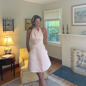 Blush/ Light Pink Halston Satin Cocktail Dress